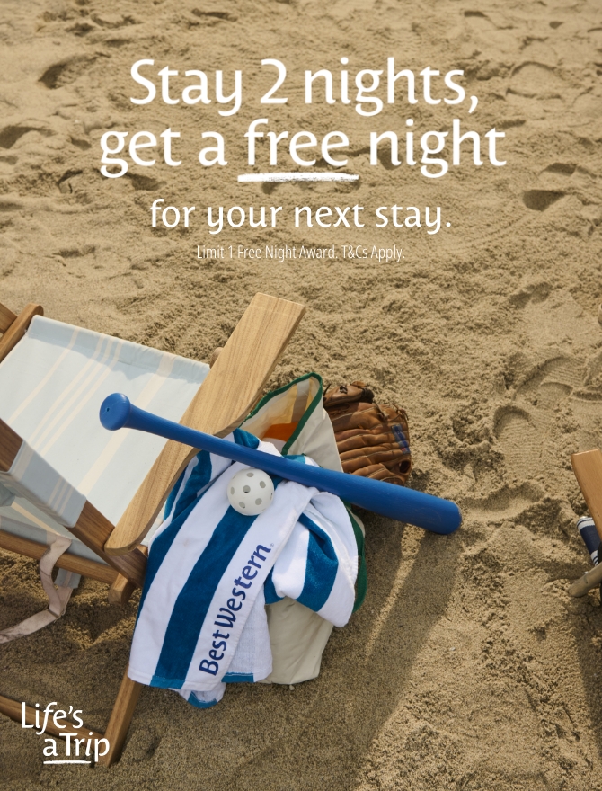 Stay 2 nights, get a free night for your next stay.